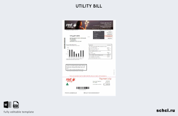 цифровая загрузка шаблона счета за коммунальные услуги Австралии Red Energy